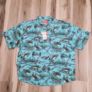 RSVLTS Shirt Mens 4XL Blue Budweiser "Great Catch" Kunuflex Short Sleeve